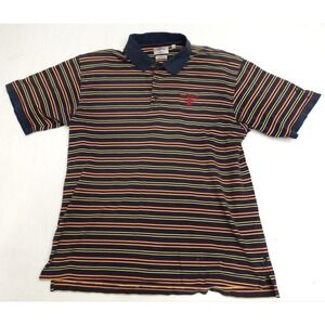 Callaway Golf Polo Shirt Mens L Navy Multicolor Striped Short Sleeve Cotton